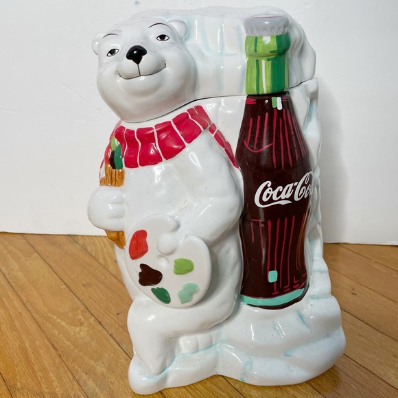 2000 COCA-COLA COKE WORK OF ART POLAR BEAR GIBSON CERAMIC COOKIE JAR - Picture 1 of 11